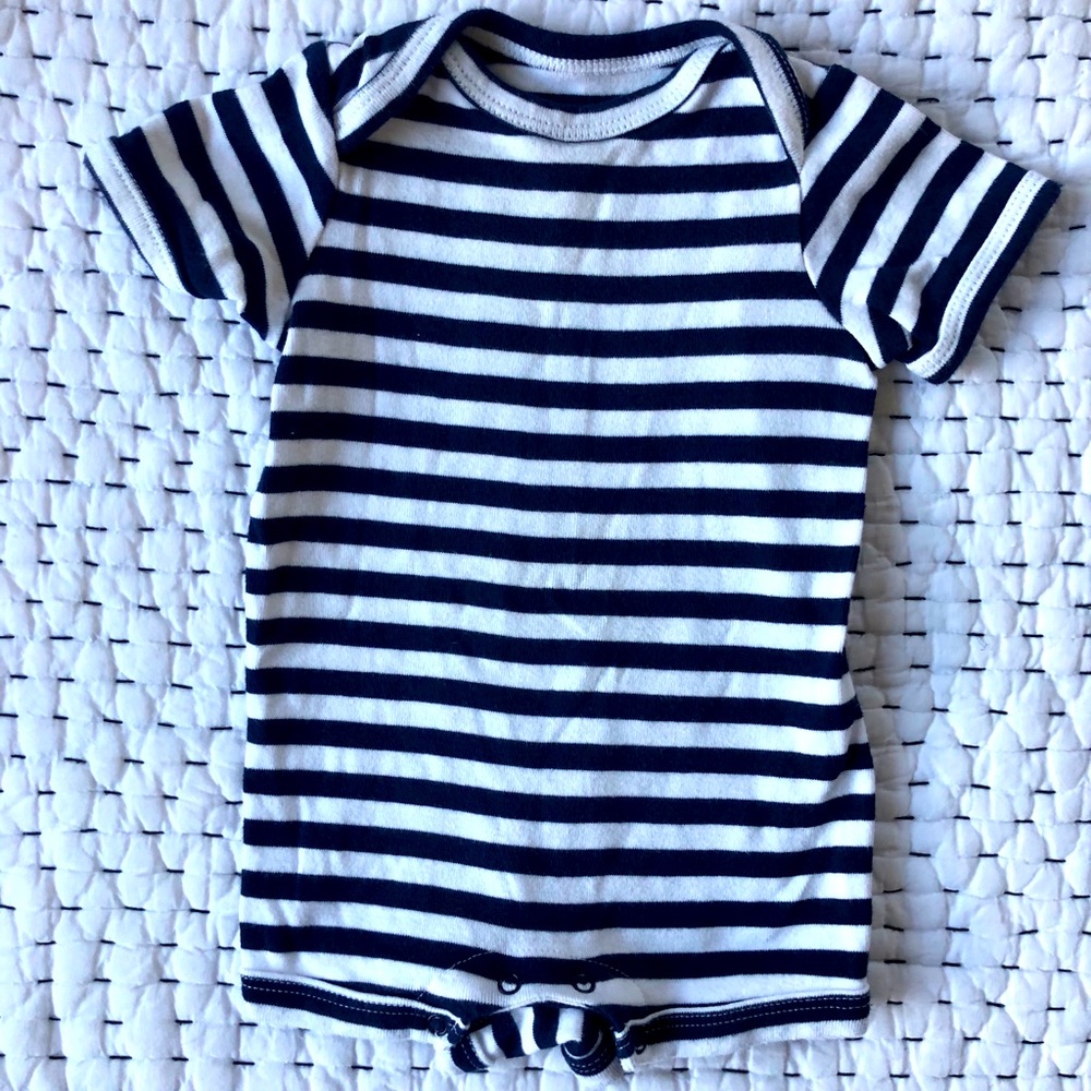 Primary Navy and White Striped Bubble Romper